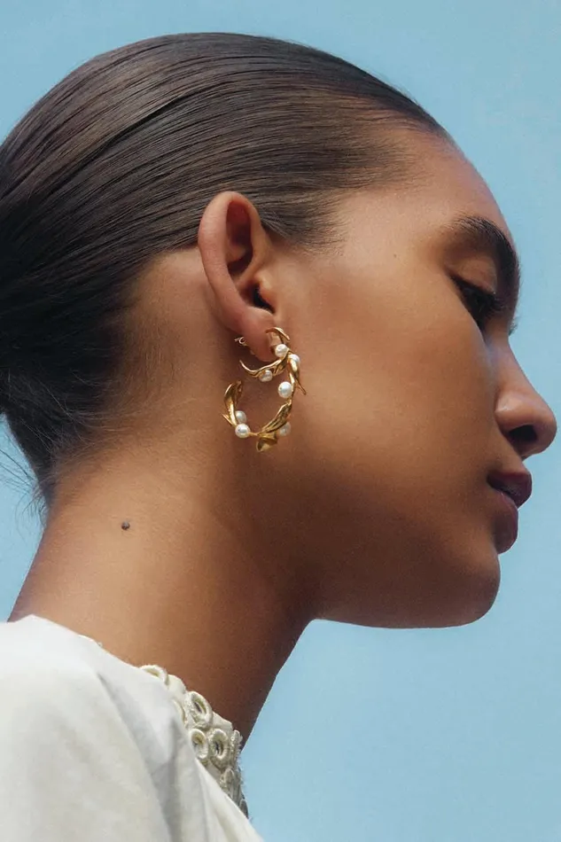 Olive Branch Hoop Earrings Mini Gold Women Chan Luu Earrings