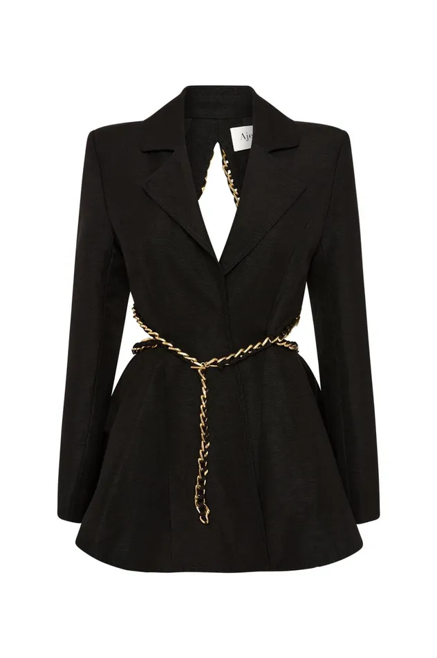 Opal Backless Chainlink Jacket Black Women Aje Blazers Jackets 038 Coats