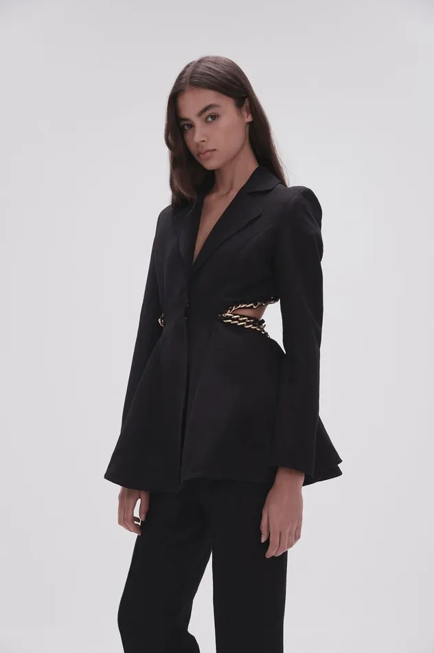 Opal Backless Chainlink Jacket Black Women Aje Blazers Jackets 038 Coats