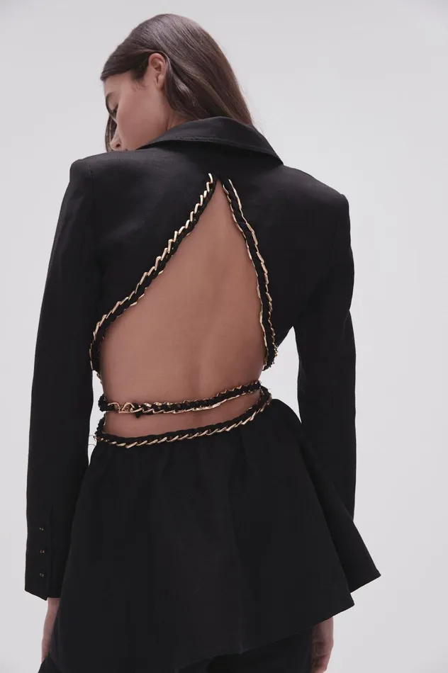 Opal Backless Chainlink Jacket Black Women Aje Blazers Jackets 038 Coats