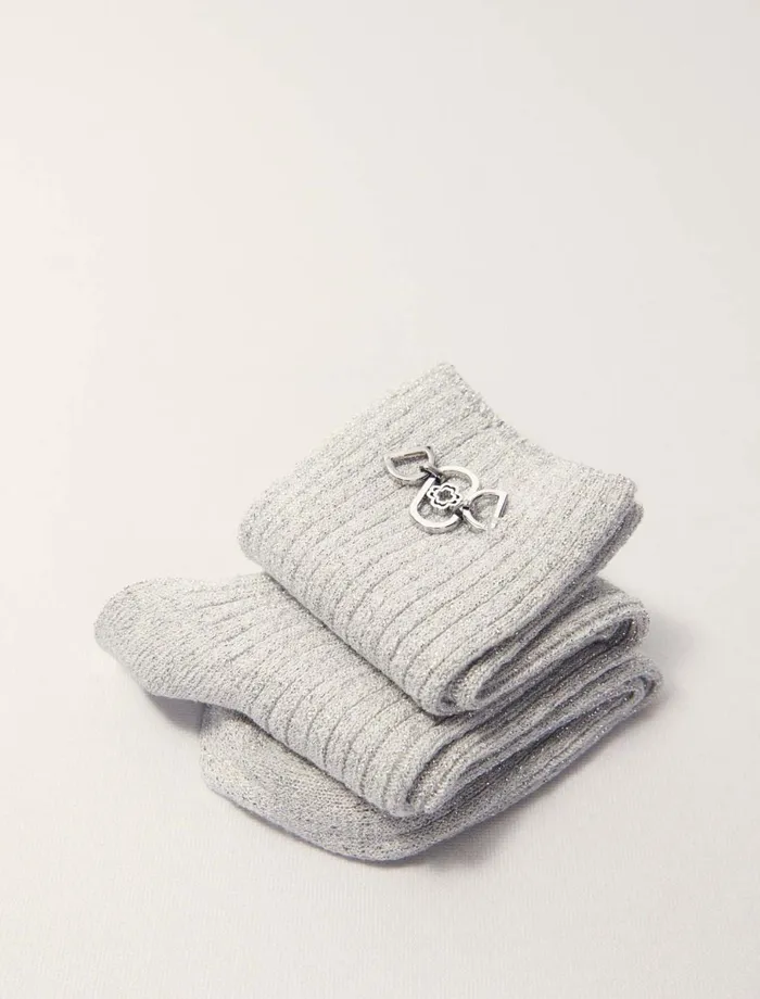 Other Accessories Women Maje Lurex Socks Silver
