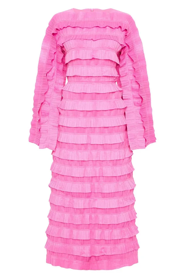 Palladium Ruffled Midi Dress Muted Fuchsia Women Aje Pink Dresses
