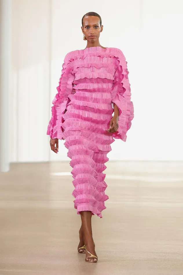 Palladium Ruffled Midi Dress Muted Fuchsia Women Aje Pink Dresses