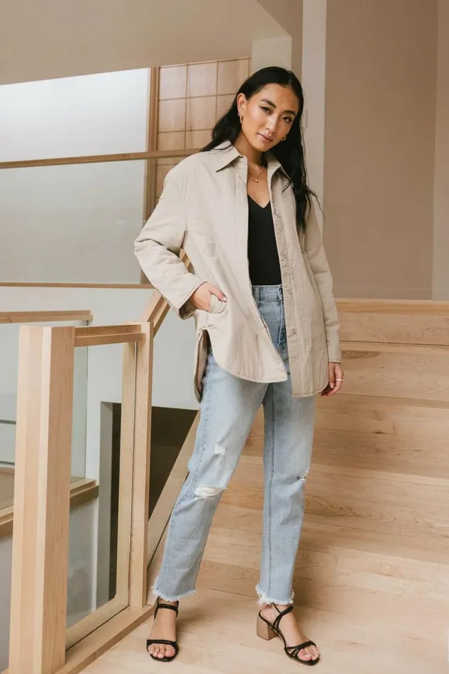 Parker Oversized Jacket In Taupe Taupe Women Bohme Outerwear