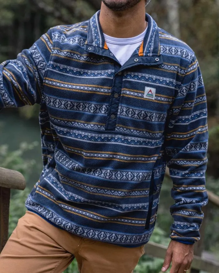Passenger Clothing Adrift Recycled Polar Fleece Midnight Fairisle Men Fleece