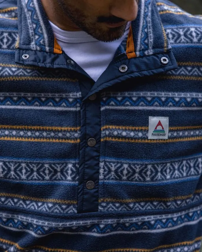 Passenger Clothing Adrift Recycled Polar Fleece Midnight Fairisle Men Fleece