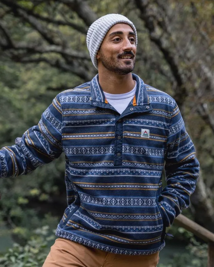 Passenger Clothing Adrift Recycled Polar Fleece Midnight Fairisle Men Fleece