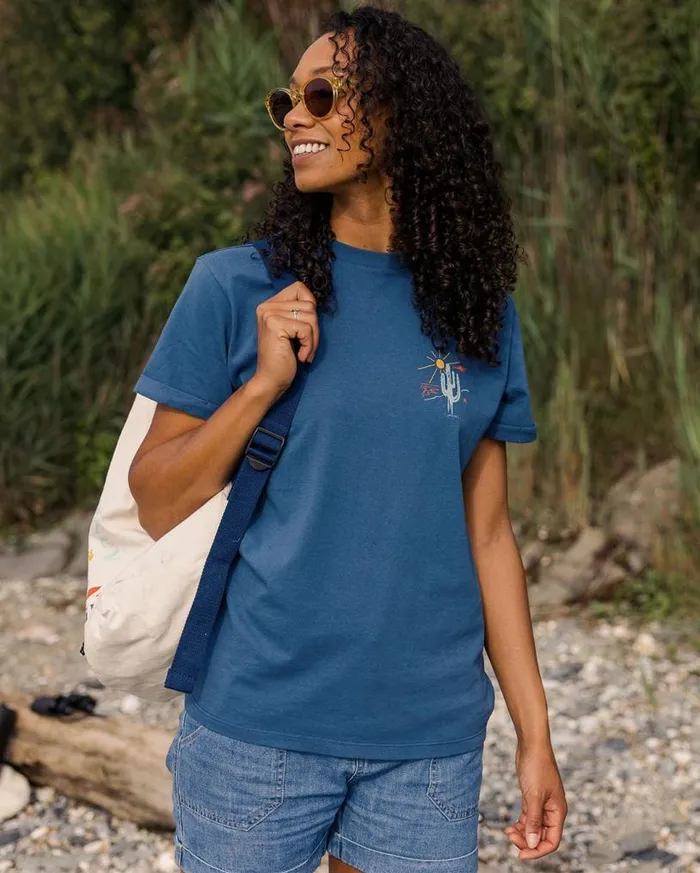 Passenger Clothing Arabica Recycled Cotton Oversized TShirt Dark Denim Women Tops and TShirts