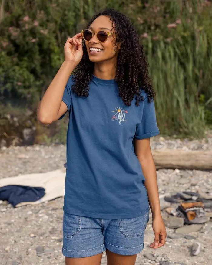 Passenger Clothing Arabica Recycled Cotton Oversized TShirt Dark Denim Women Tops and TShirts