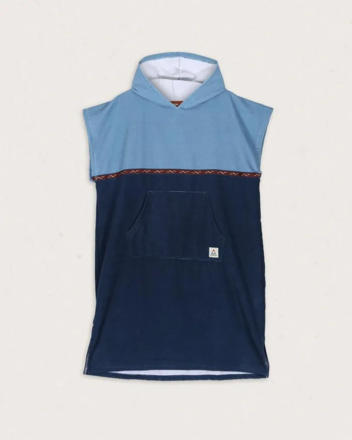 Passenger Clothing Baja Recycled Towel Poncho Provincial Blue Dark Denim WomenMen Changing Robes and Ponchos