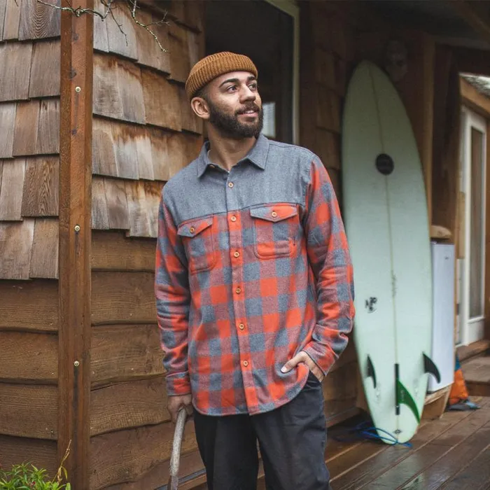 Passenger Clothing Bozeman Shirt Buffalo Check Orange Men Shirts