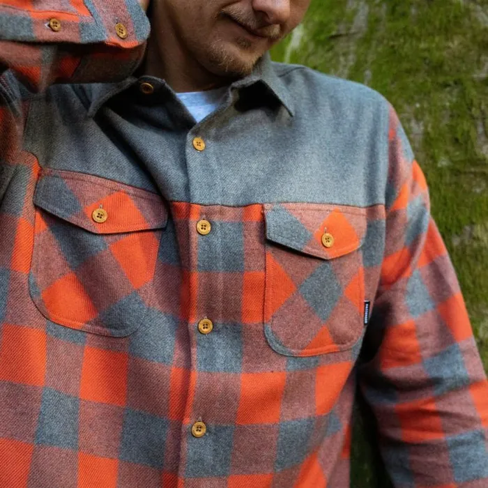 Passenger Clothing Bozeman Shirt Buffalo Check Orange Men Shirts