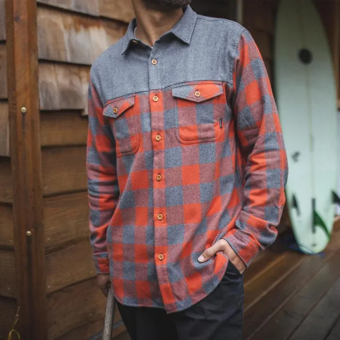 Passenger Clothing Bozeman Shirt Buffalo Check Orange Men Shirts