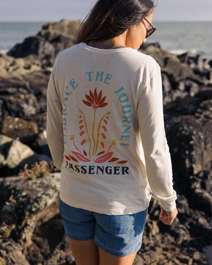 Passenger Clothing Bud Recycled Cotton LS TShirt Milky Marl Women Tops and TShirts