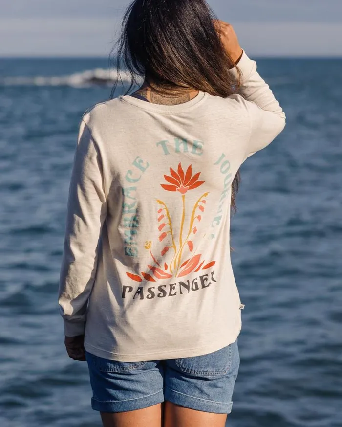 Passenger Clothing Bud Recycled Cotton LS TShirt Milky Marl Women Tops and TShirts