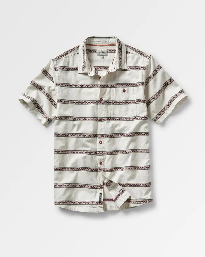 Passenger Clothing Chill Organic Cotton Jacquard Short Sleeve Shirt Birch Geo Stripe Men Shirts