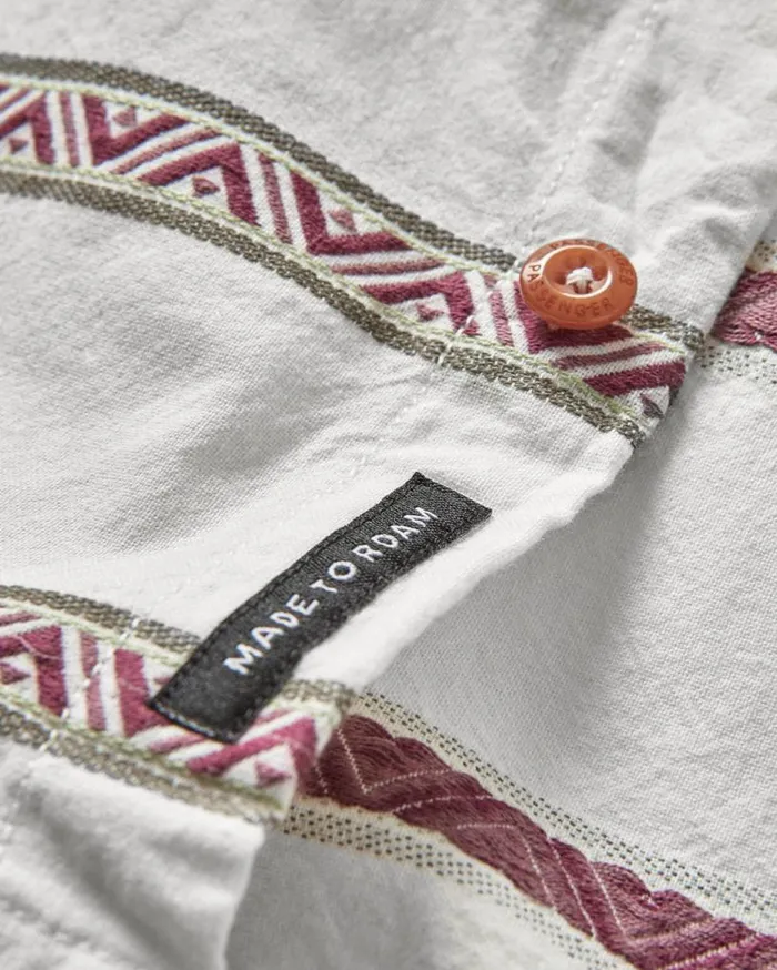 Passenger Clothing Chill Organic Cotton Jacquard Short Sleeve Shirt Birch Geo Stripe Men Shirts