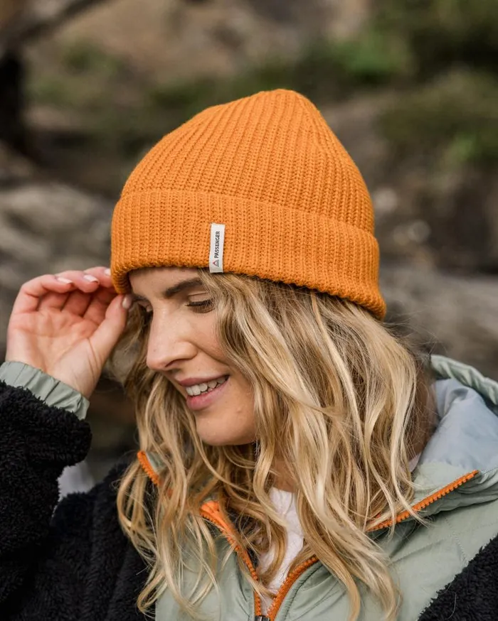 Passenger Clothing Compass Recycled 20 Beanie Sunrise Orange WomenMen Beanies