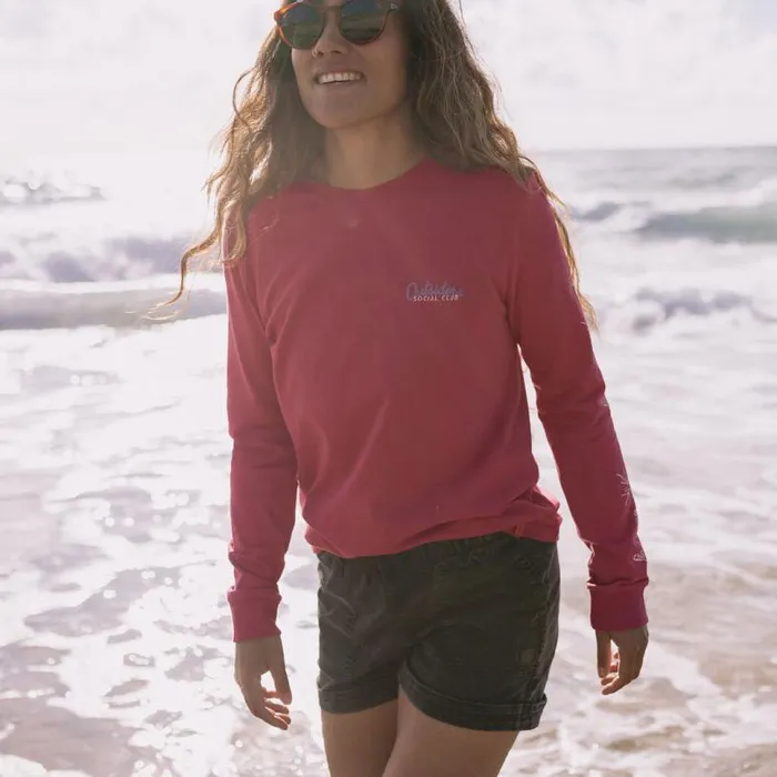 Passenger Clothing Dawn Recycled Cotton LS TShirt Earth Red Women Tops and TShirts