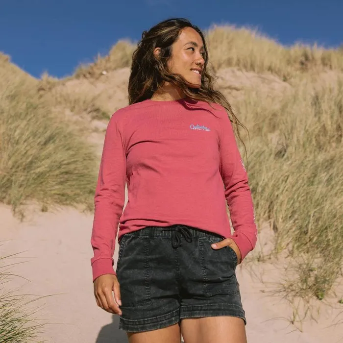 Passenger Clothing Dawn Recycled Cotton LS TShirt Earth Red Women Tops and TShirts