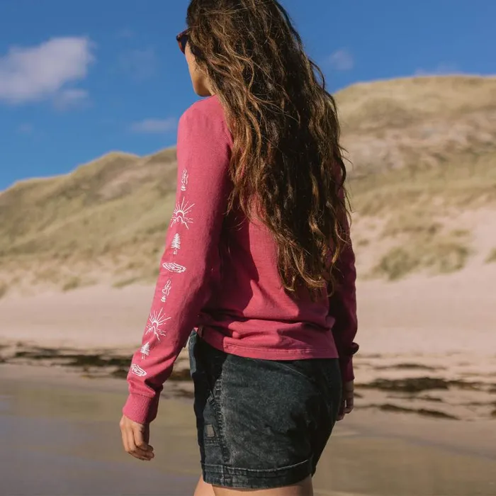 Passenger Clothing Dawn Recycled Cotton LS TShirt Earth Red Women Tops and TShirts