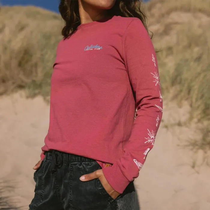 Passenger Clothing Dawn Recycled Cotton LS TShirt Earth Red Women Tops and TShirts