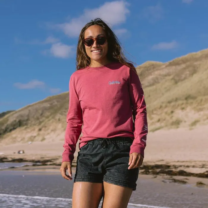 Passenger Clothing Dawn Recycled Cotton LS TShirt Earth Red Women Tops and TShirts