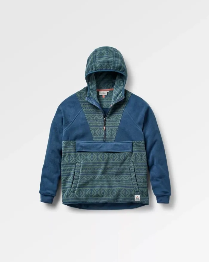 Passenger Clothing Edge Hooded 12 Zip Polar Fleece Nordic Geo Deep Ocean Men Fleece