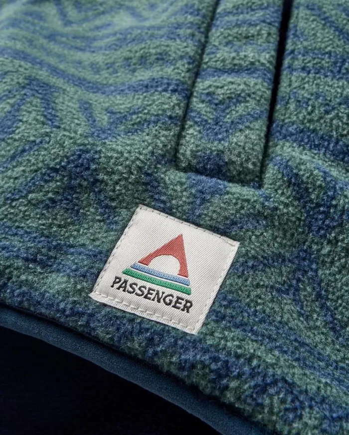 Passenger Clothing Edge Hooded 12 Zip Polar Fleece Nordic Geo Deep Ocean Men Fleece