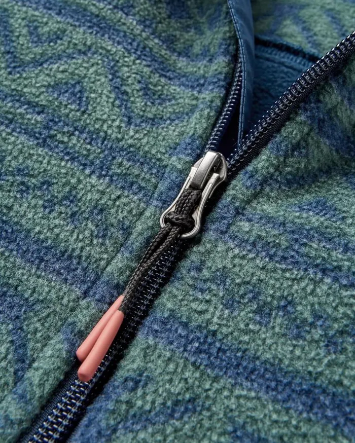 Passenger Clothing Edge Hooded 12 Zip Polar Fleece Nordic Geo Deep Ocean Men Fleece