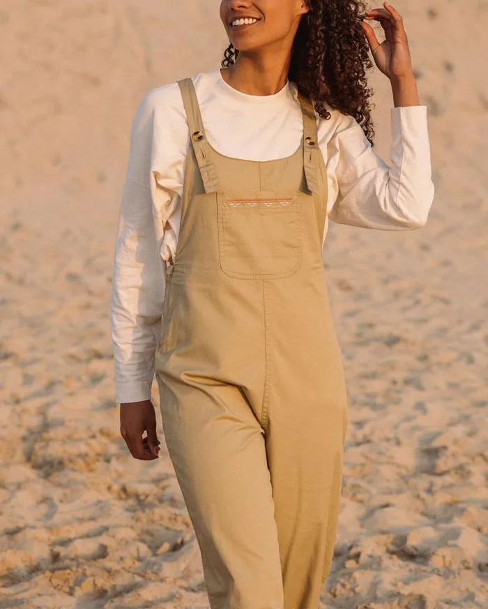 Passenger Clothing Faye Organic Cotton Dungarees Biscuit Women Dungarees and Trousers