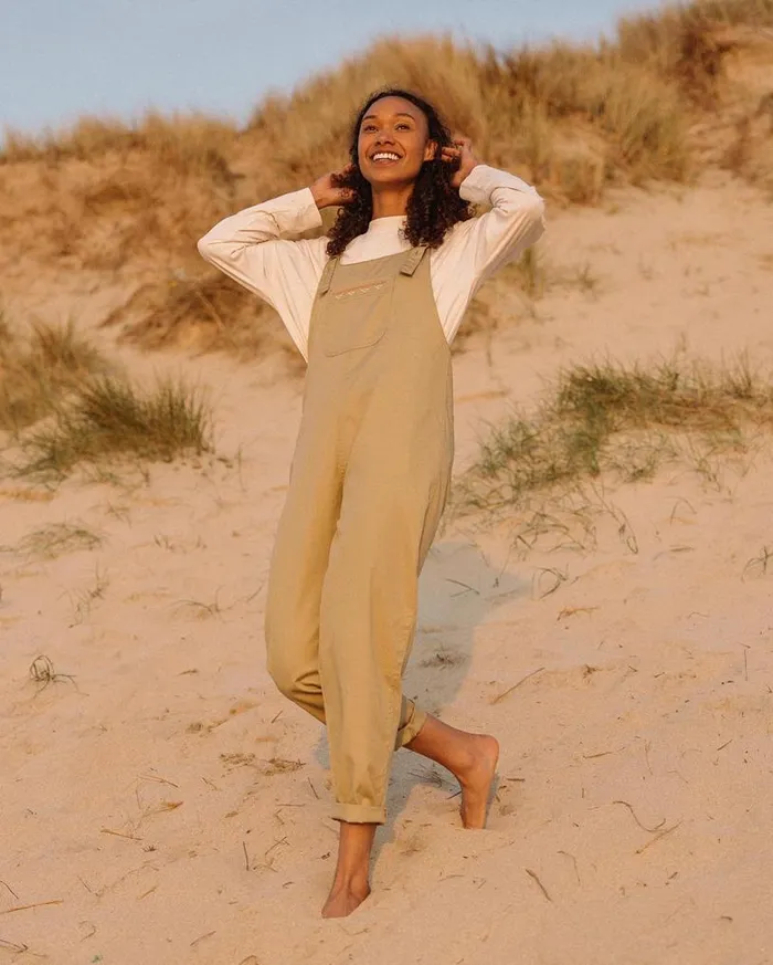 Passenger Clothing Faye Organic Cotton Dungarees Biscuit Women Dungarees and Trousers