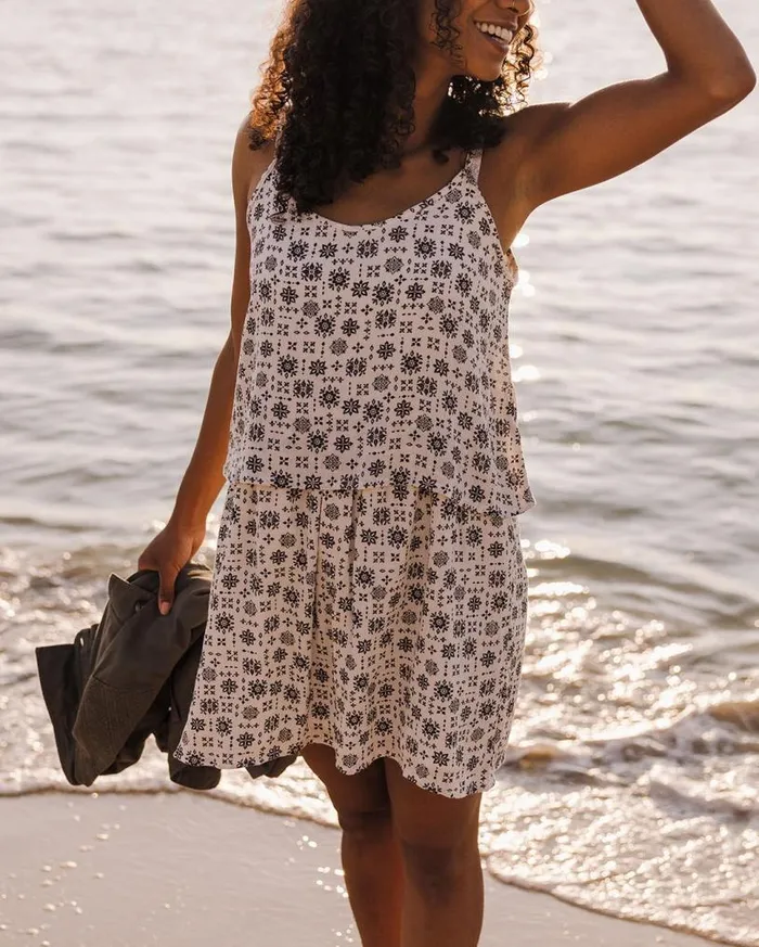 Passenger Clothing Floaty Layered Dress Simple Tile Ivory Women Dresses and Skirts