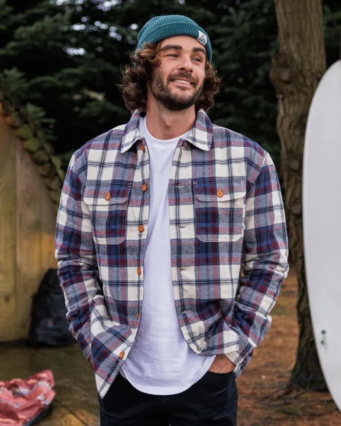 Passenger Clothing Freestyle SherpaLined Overshirt Vintage White Men Shirts
