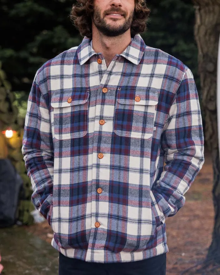 Passenger Clothing Freestyle SherpaLined Overshirt Vintage White Men Shirts