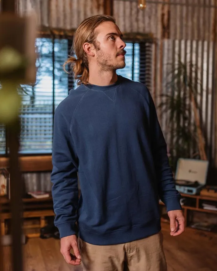 Passenger Clothing Heritage Recycled Cotton Sweatshirt Dark Denim Men Hoodies and Sweatshirts