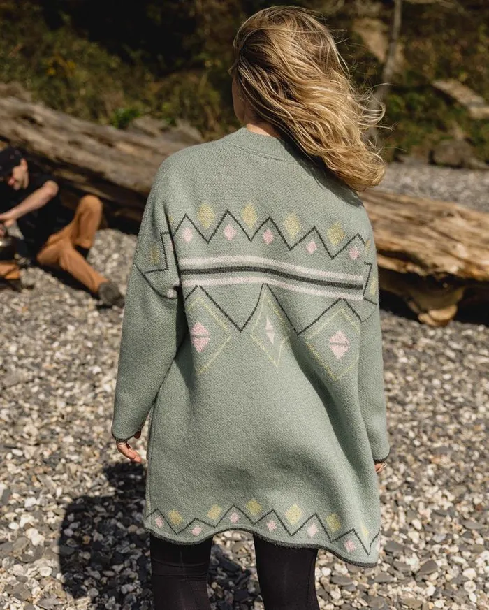 Passenger Clothing Leif Recycled Yarn Cardigan Pistachio Women Knitwear