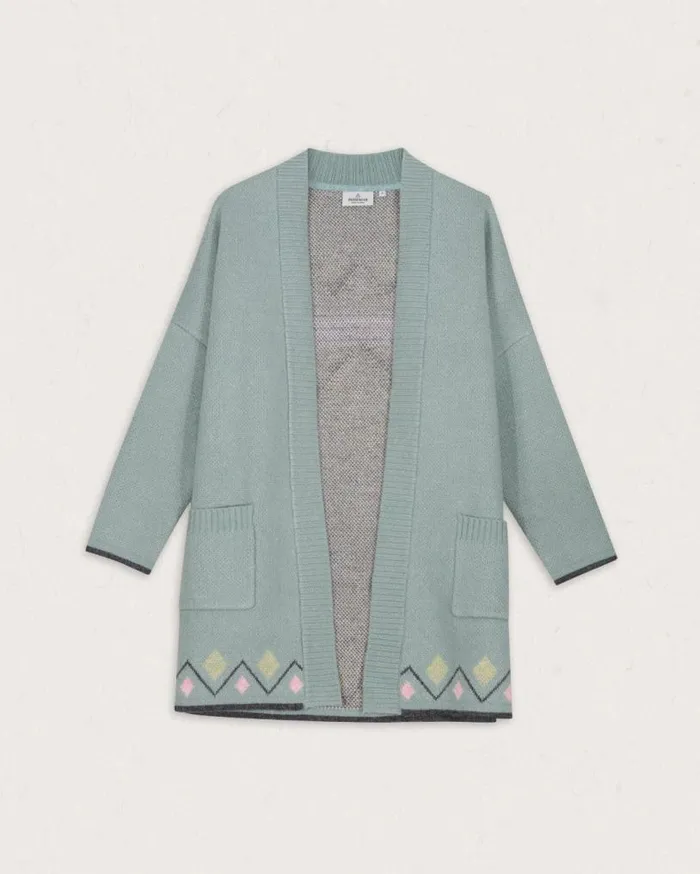 Passenger Clothing Leif Recycled Yarn Cardigan Pistachio Women Knitwear