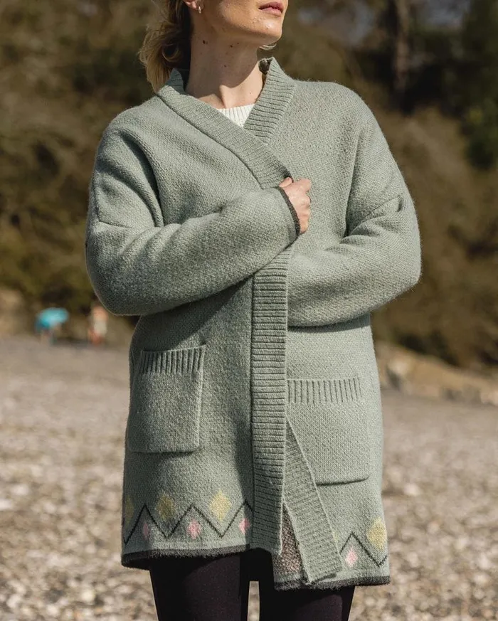 Passenger Clothing Leif Recycled Yarn Cardigan Pistachio Women Knitwear