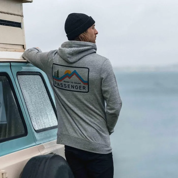 Passenger Clothing Made To Roam Recycled Hoodie Grey Marl Men Hoodies and Sweatshirts