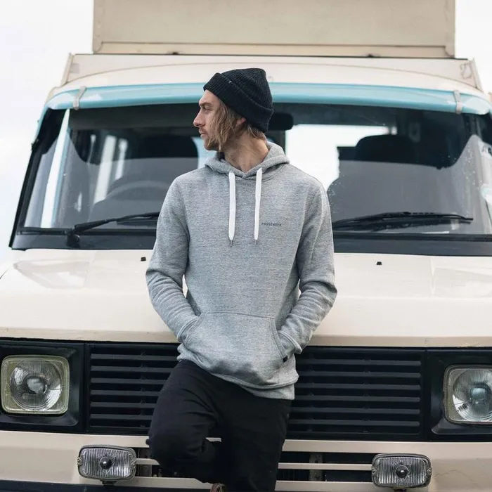 Passenger Clothing Made To Roam Recycled Hoodie Grey Marl Men Hoodies and Sweatshirts