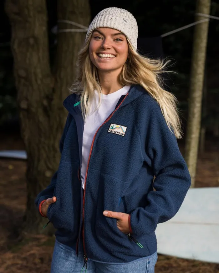 Passenger Clothing North Coast 20 Full Zip Recycled Sherpa Fleece Dark Denim Women Fleece