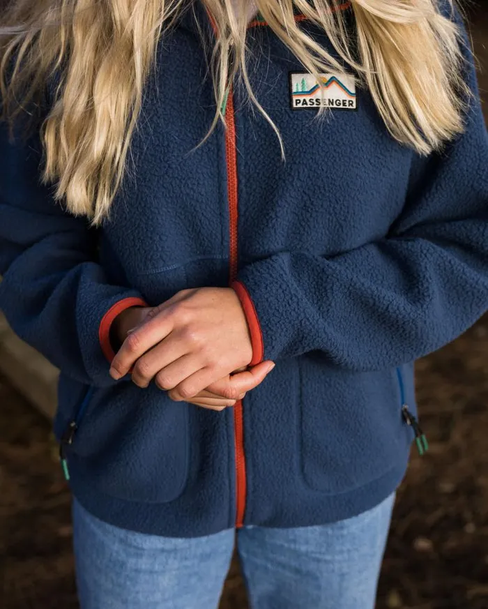 Passenger Clothing North Coast 20 Full Zip Recycled Sherpa Fleece Dark Denim Women Fleece