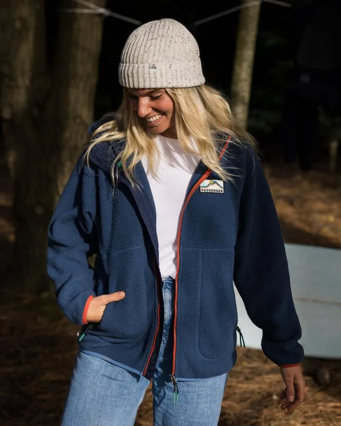 Passenger Clothing North Coast 20 Full Zip Recycled Sherpa Fleece Dark Denim Women Fleece