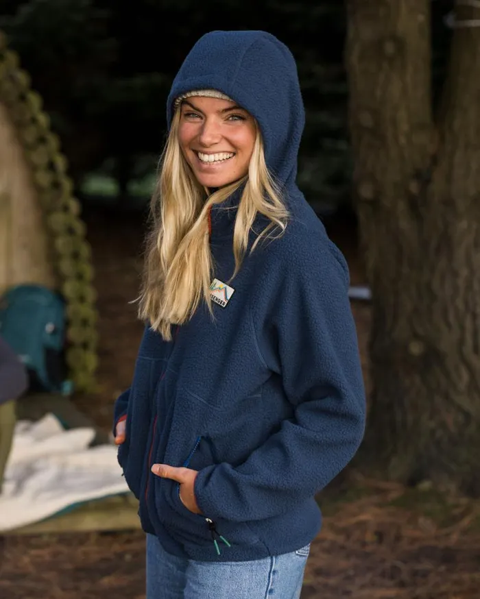 Passenger Clothing North Coast 20 Full Zip Recycled Sherpa Fleece Dark Denim Women Fleece