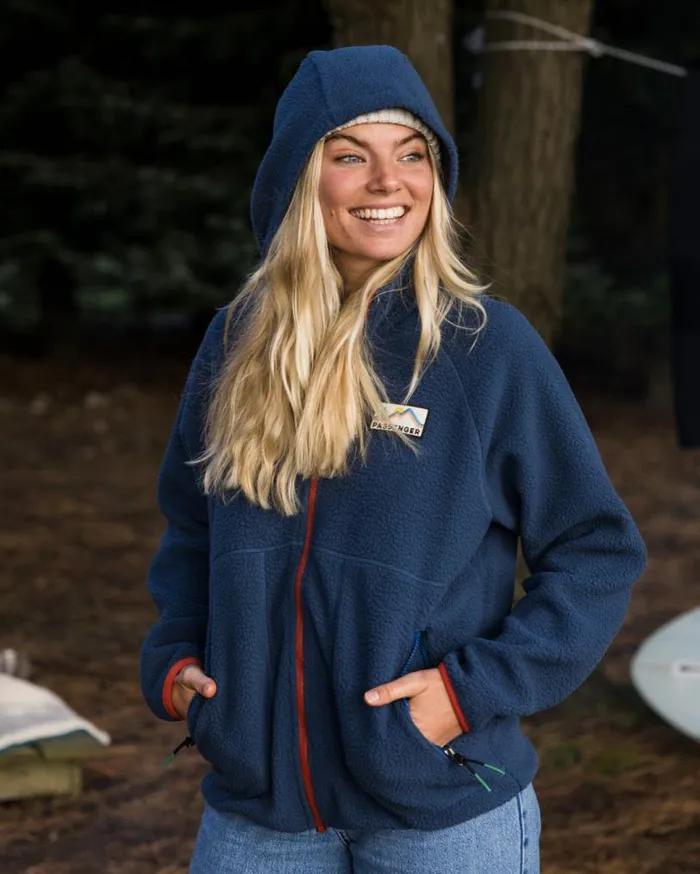 Passenger Clothing North Coast 20 Full Zip Recycled Sherpa Fleece Dark Denim Women Fleece