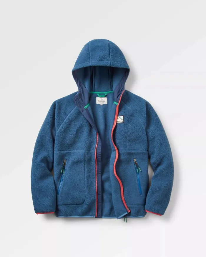 Passenger Clothing North Coast 20 Full Zip Recycled Sherpa Fleece Dark Denim Women Fleece
