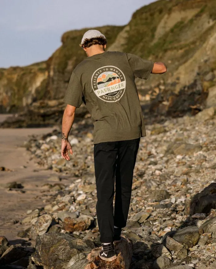 Passenger Clothing Odyssey Organic Cotton TShirt Khaki Marl Men TShirts and Vests