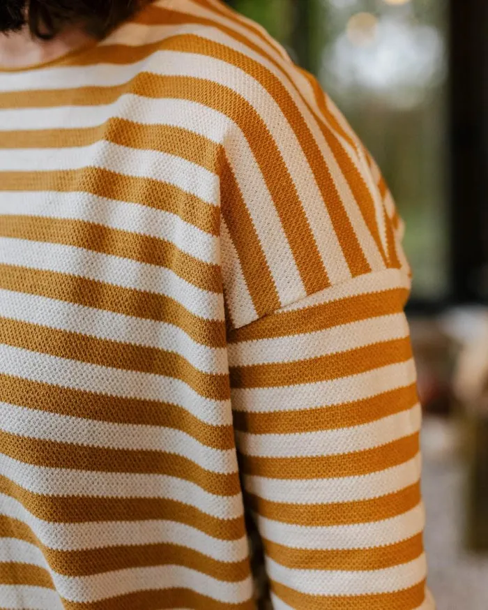 Passenger Clothing Panorama Striped LS TShirt Amber Gold Women Tops and TShirts