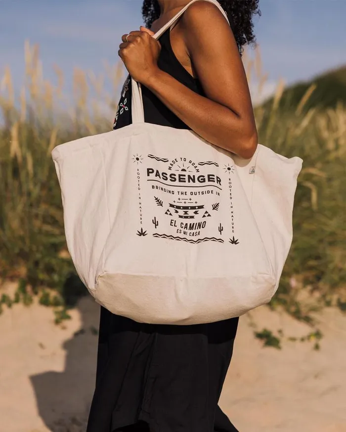 Passenger Clothing Sunrise Organic Tote Bag Off White El Camino WomenMen Backpacks and Bags